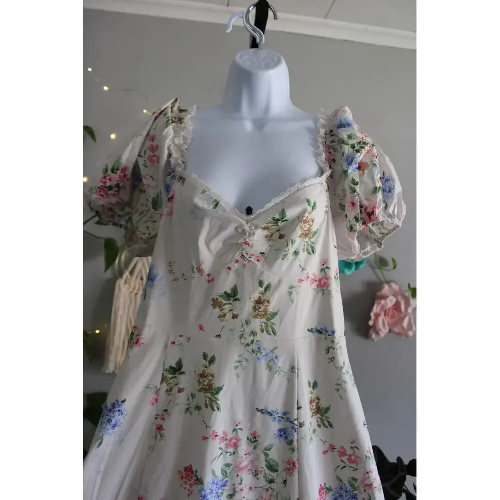 Altar’d State Floral Puff Sleeve Maxi Dress Size Small msrp 99 - Picture 3 of 16